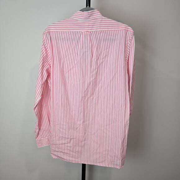 Ralph Lauren Polo Club Long Sleeve Button Down Shirt Pink White Stripe Flag Med - Picture 4 of 6